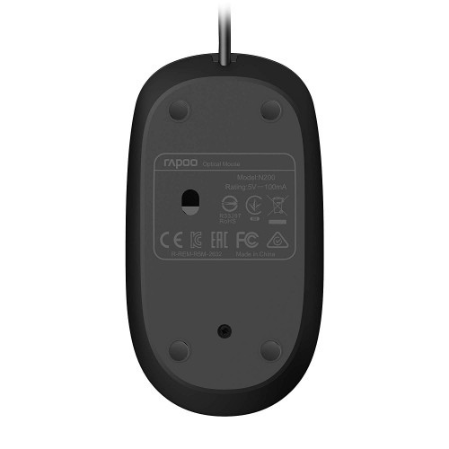 Mouse Rapoo N200 BLACK WIRED MOUSE